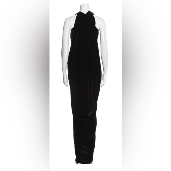 Rick Owens Limo F/W 2011 Velvet Silk Draped Cowl Neck Black Evening Gown EUC S - Picture 7 of 12